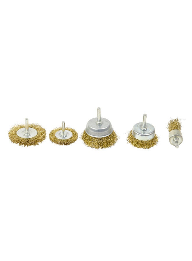 NIBEMINENT 5-Piece Rotary Wire Wheel Brush Set For Drills Gold/Silver 3,6,7centimeter  - Image 2