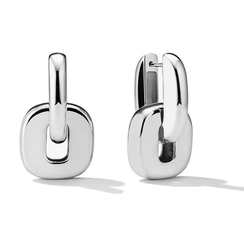 NOKMIT Chunky Hoop Earrings for Women, Trendy 14K Gold Silver Tone Bold Geometric Paperclip Link Earrings, High Polish Hypoallergenic Statement Jewelry Gifts (Silver) - Image 1