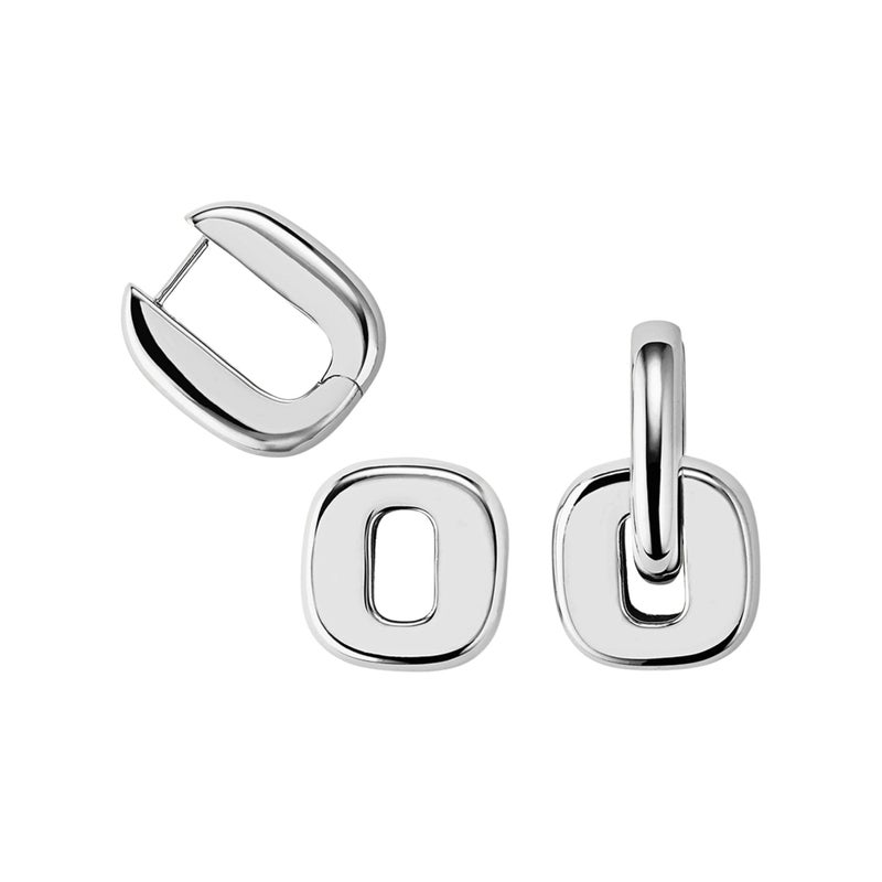 NOKMIT Chunky Hoop Earrings for Women, Trendy 14K Gold Silver Tone Bold Geometric Paperclip Link Earrings, High Polish Hypoallergenic Statement Jewelry Gifts (Silver) - Image 4