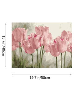 Generic DIY Paint by Numbers Pink Tulips, for Adults Kids Tulip Paint by Numbers DIY Painting Acrylic Paint by Numbers Painting Kit Home Wall Living Room Bedroom Decoration  - Image 2