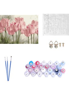 Generic DIY Paint by Numbers Pink Tulips, for Adults Kids Tulip Paint by Numbers DIY Painting Acrylic Paint by Numbers Painting Kit Home Wall Living Room Bedroom Decoration  - Image 4