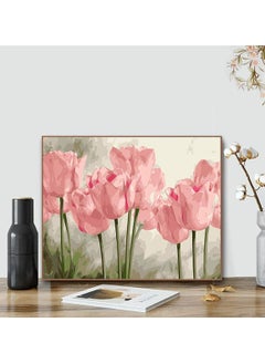 Generic DIY Paint by Numbers Pink Tulips, for Adults Kids Tulip Paint by Numbers DIY Painting Acrylic Paint by Numbers Painting Kit Home Wall Living Room Bedroom Decoration  - Image 5