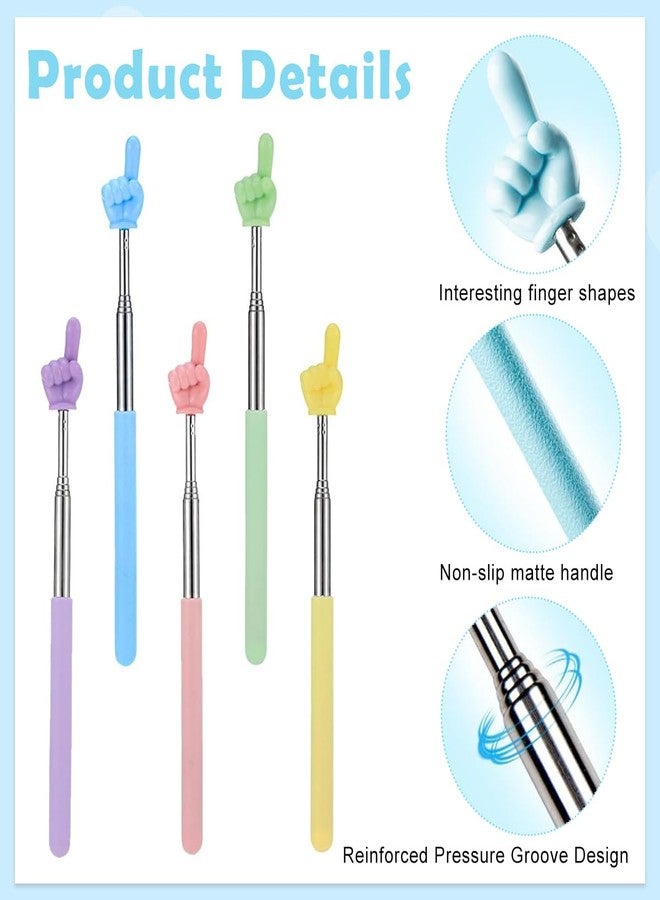 OFIFO® 5 Pack Telescopic Pointer Finger Stick, Extendable Hand Shaped Teacher Pointer with Colorful Handles for Presentation, Classroom, Whiteboard Or Public Speaking - Image 3