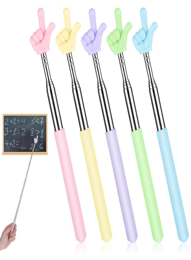 OFIFO® 5 Pack Telescopic Pointer Finger Stick, Extendable Hand Shaped Teacher Pointer with Colorful Handles for Presentation, Classroom, Whiteboard Or Public Speaking - Image 1