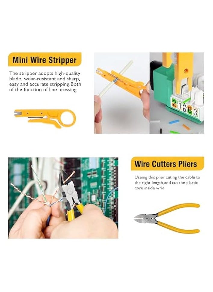 بروماس مجموعة أدوات تجعيد RJ45، أداة تجعيد تمرير إيثرنت من خلال المكشكش، مجموعة إصلاح أدوات تجعيد الشبكة Cat5 Cat6 Cat7 تتضمن اختبار الكابلات، أداة تعرية صغيرة، شفرات، 50 قطعة موصلات وأحذية تخفيف الضغط  - Image 4