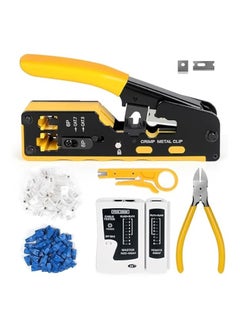 RJ45 Crimp Tool Kit, Ethernet Pass Through Crimper, Network Cat5 Cat6 Cat7 Crimping Tool Repair Kit Includes Cable Tester, Mini Stripper, Blades, 50Pcs Connectors and Strain Relief Boots - pzsku/Z42BB680BA49B4C49610EZ/45/_/1739948298/c7d3cc6a-ea73-4058-8b44-4bebda650e7f