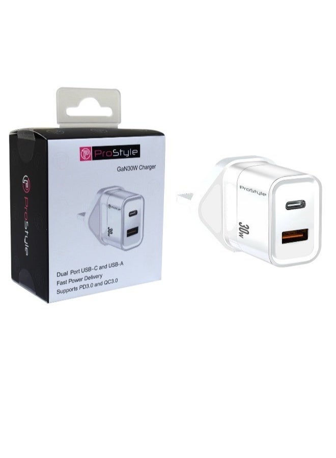 Prostyle 30W GaN Charger 2 Port Type C and USB PD Fast Charger Adapter Wall Plug Compatible with iPhone 16 15 Pro Max Plus iPad Pro Air Mini Apple Watch AirPods Samsung Galaxy S24 S23 Xiaomi Huawei White - Image 5