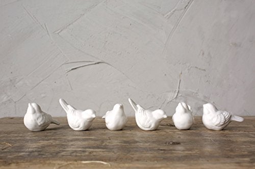 Creative Co-Op DE5729 Set of 6 White Ceramic Birds  2.5"" - Image 2