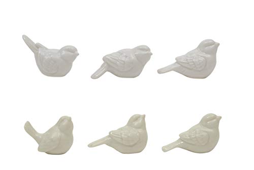 Creative Co-Op DE5729 Set of 6 White Ceramic Birds  2.5"" - Image 4