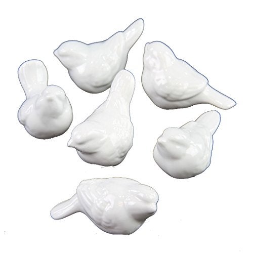 Creative Co-Op DE5729 Set of 6 White Ceramic Birds  2.5"" - Image 1