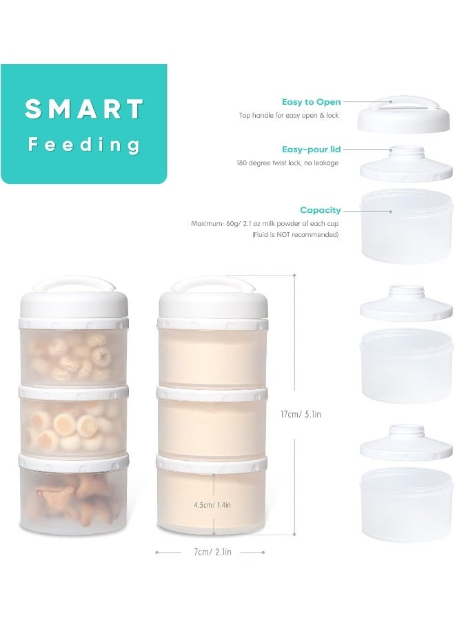 Termichy Stackable Formula Dispenser Portable Milk Powder Container, 2 Pack, White - Image 2