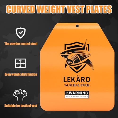 LEKÄRO 14.5 lb Curved Weighted Vest Plates for Men and Women - 1 Pair Ergonomic Contoured Steel Plates - High-Density Build for Weighted Vests, CrossFit, Hero WOD and Rucking - Image 4