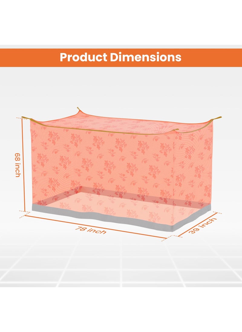 ORILEY Oriley Mosquito Net Single Bed Soft Maharani Jali Canopy Bug Netting for Baby Adults Camping Screen House Orange 325 x 65 Feet  - Image 3
