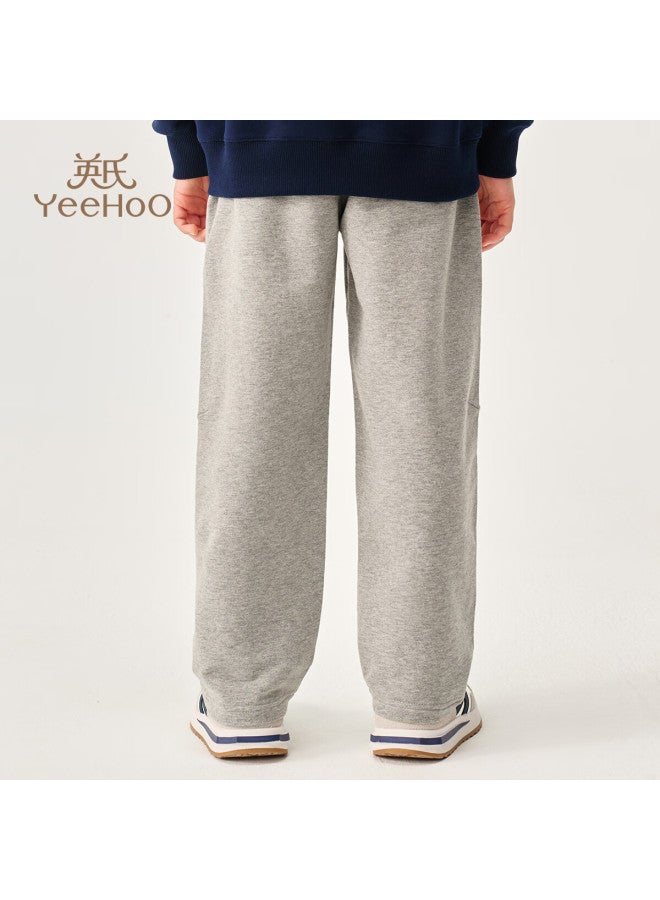 Yeehoo Kids Pants Boys And Girls Long Pants Toddler Sweatpants Straight-leg Sports Casual Pants Spring Light Gray 130