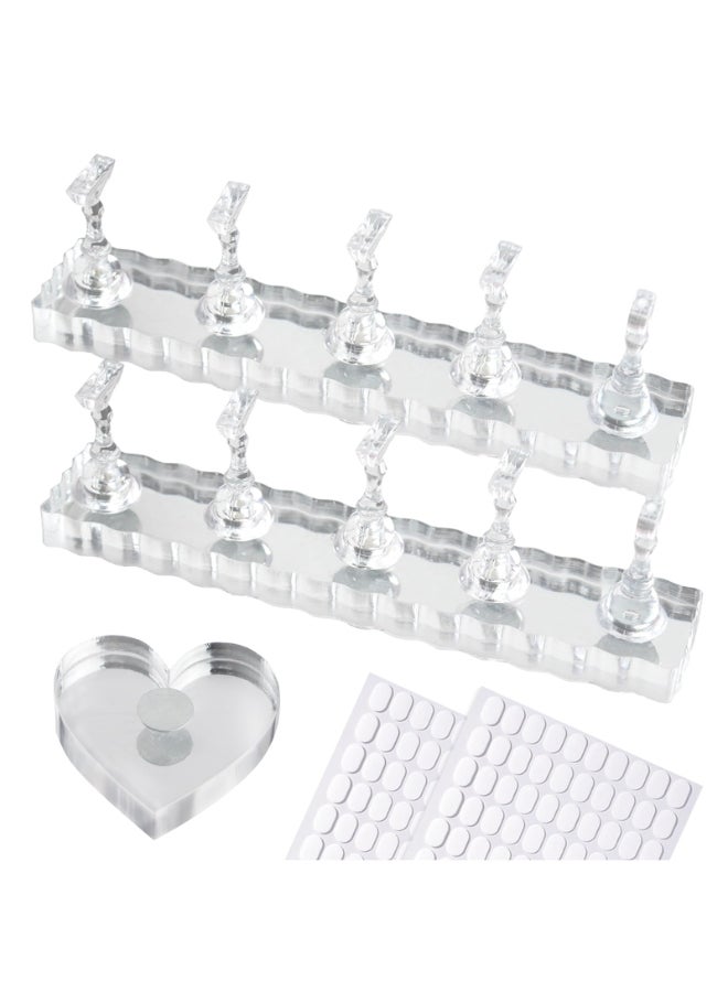 ESUOHYM Nail Stand For Press On Acrylic Strong Magnetic Nail Holder Kit For Painting Nails Tip Arts Display With 200PCS DoubleSided Tape And 1 Heart Shaped Acrylic Magnetic Presson Stands Nail Art Supplies - Image 2