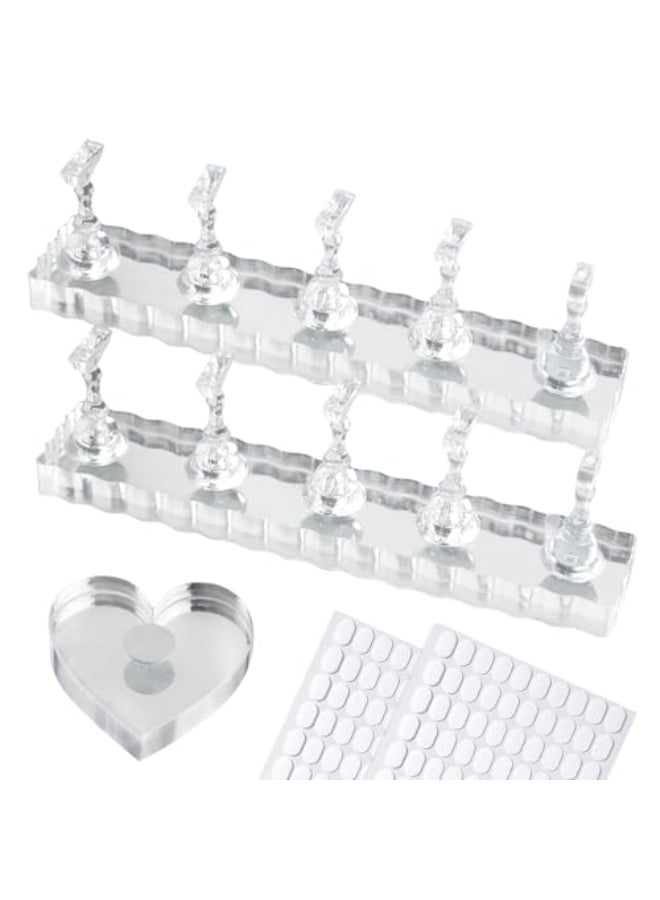 ESUOHYM Nail Stand For Press On Acrylic Strong Magnetic Nail Holder Kit For Painting Nails Tip Arts Display With 200PCS DoubleSided Tape And 1 Heart Shaped Acrylic Magnetic Presson Stands Nail Art Supplies - Image 1