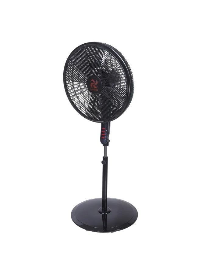 Nouval Spring Stand Fan, 18 Inch, 5 Blades, 3 Speeds - Black Red - Image 2