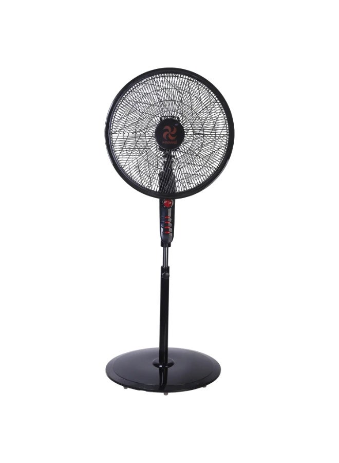 Nouval Spring Stand Fan, 18 Inch, 5 Blades, 3 Speeds - Black Red - Image 1