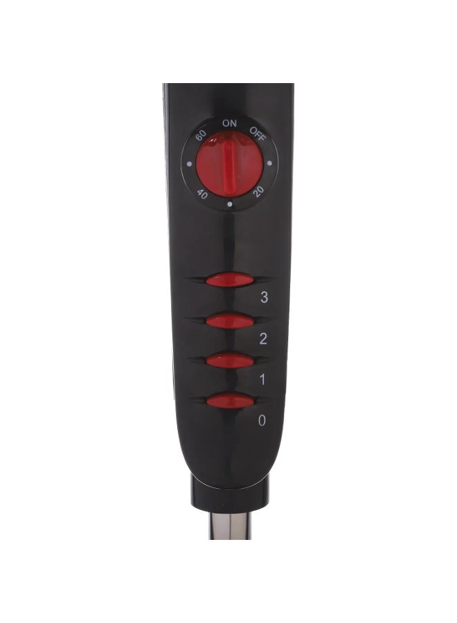 Nouval Spring Stand Fan, 18 Inch, 5 Blades, 3 Speeds - Black Red - Image 3