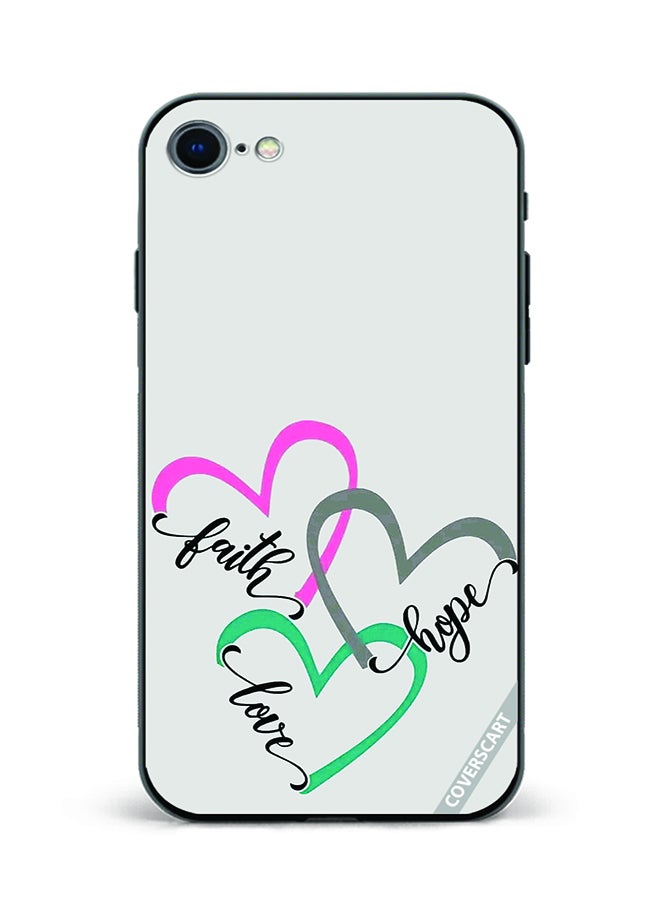 Protective Case Cover For Apple iPhone SE 2020 Faith Love Hope Design Multicolour