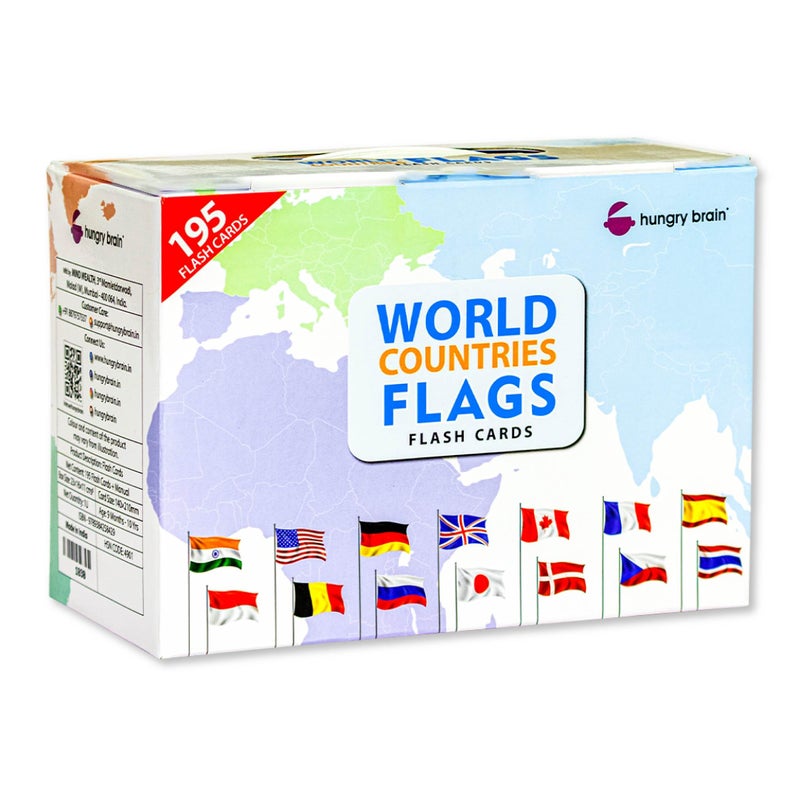 Hungry Brain World Countries Flags Flashcards for Toddlers 195 Country Flags with Capitals Languages Continents Kids Geography Learning Cards Educational Toy Ages 38 - Image 2