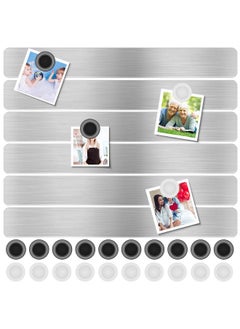 Magnet Bulletin Board 6 Pcs Metal Magnet Boards Frameless Magnetic Stainless Iron Board Strip Display Board with 20 pcs Magnet Memo Strip for Office Home School