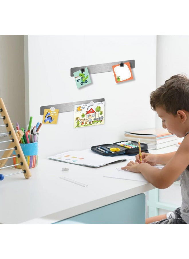 CUNQN - Magnet Bulletin Board 6 Pcs Metal Magnet Boards Frameless Magnetic Stainless Iron Board Strip Display Board with 20 pcs Magnet Memo Strip for Office Home School - Image 1