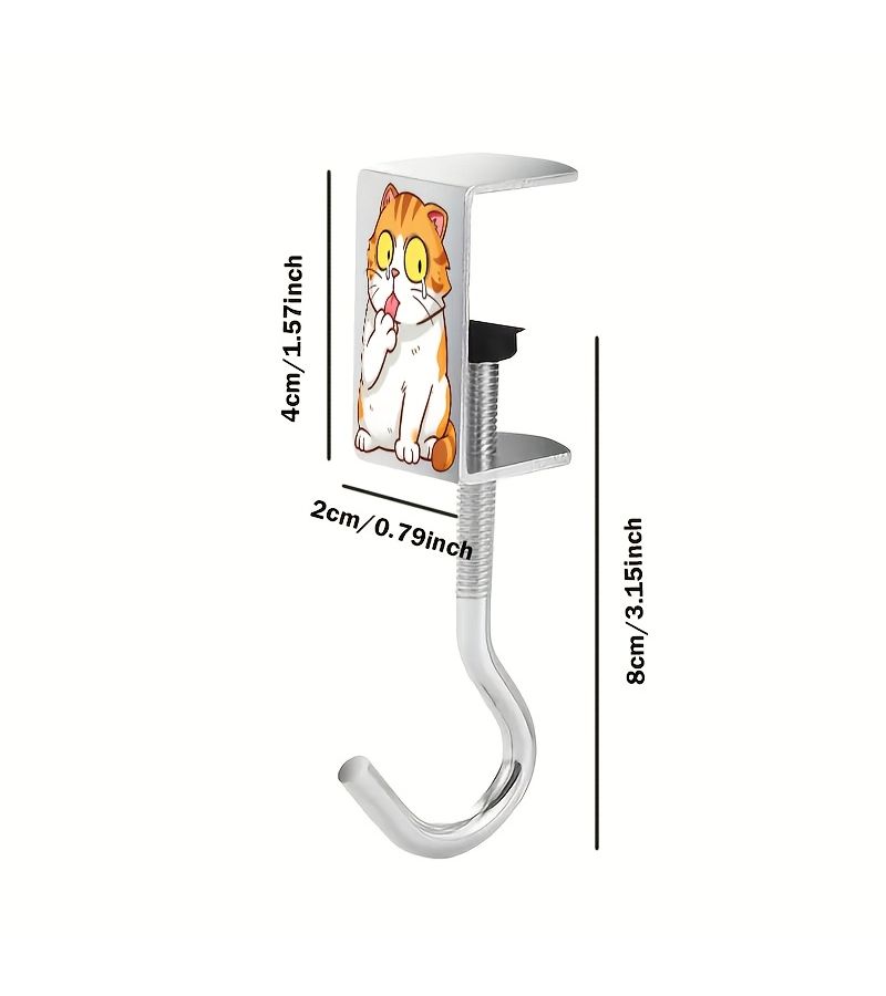 Cat Shaped Adjustable Hook No Drilling Clip On Desktop Storage Rack - Image 2