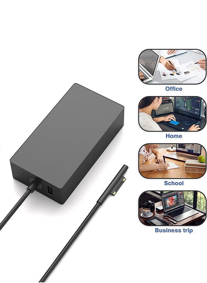 VINSOC - 65W Charger 15V/4A Power Supply Adapter Compatible with Microsoft Laptop/Tablet Surface Pro 3/4/5/6/7/8/X Surface Go & Surface Book with USB Charging Port - Image 1