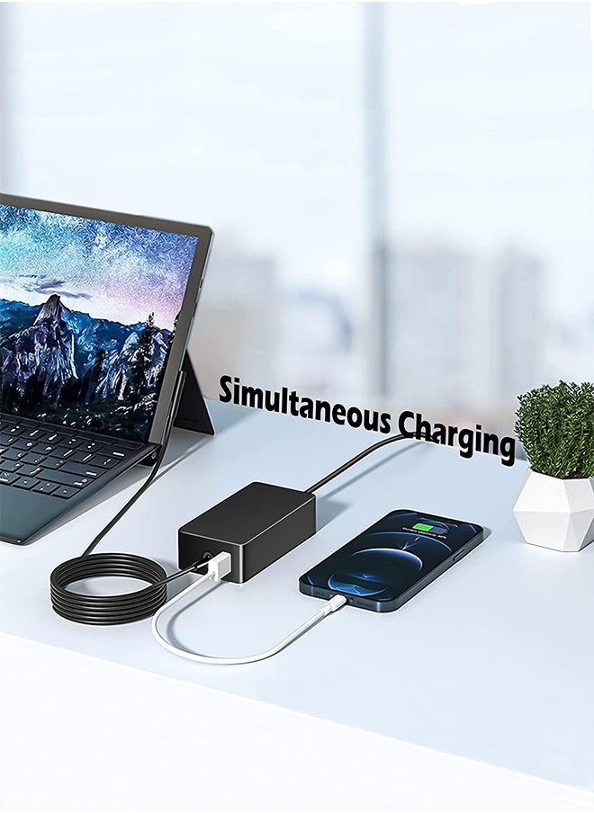 VINSOC - 65W Charger 15V/4A Power Supply Adapter Compatible with Microsoft Laptop/Tablet Surface Pro 3/4/5/6/7/8/X Surface Go & Surface Book with USB Charging Port - Image 1