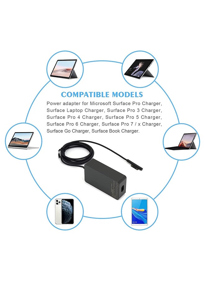 VINSOC - 65W Charger 15V/4A Power Supply Adapter Compatible with Microsoft Laptop/Tablet Surface Pro 3/4/5/6/7/8/X Surface Go & Surface Book with USB Charging Port - Image 1