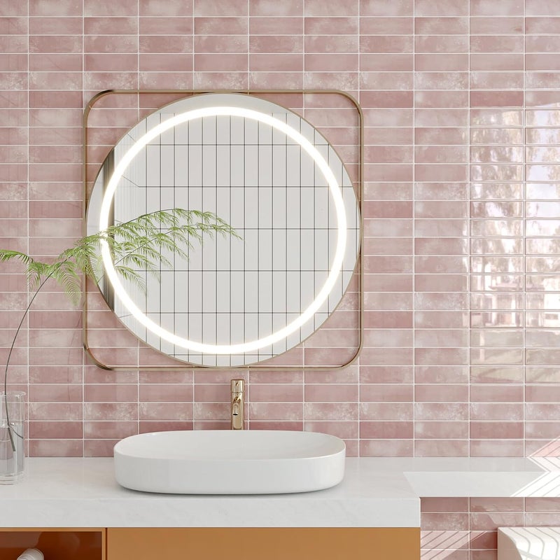 CHIHUT 6 Sheets Pink Backsplash Tile for Kitchen Peel and Stick Backsplash Tile Sticker 12''x12'' Waterproof Self Adhesive Back Splash Stick on Tiles 3D Subway Wall Tiles for RV Fireplace Stairs - Image 5