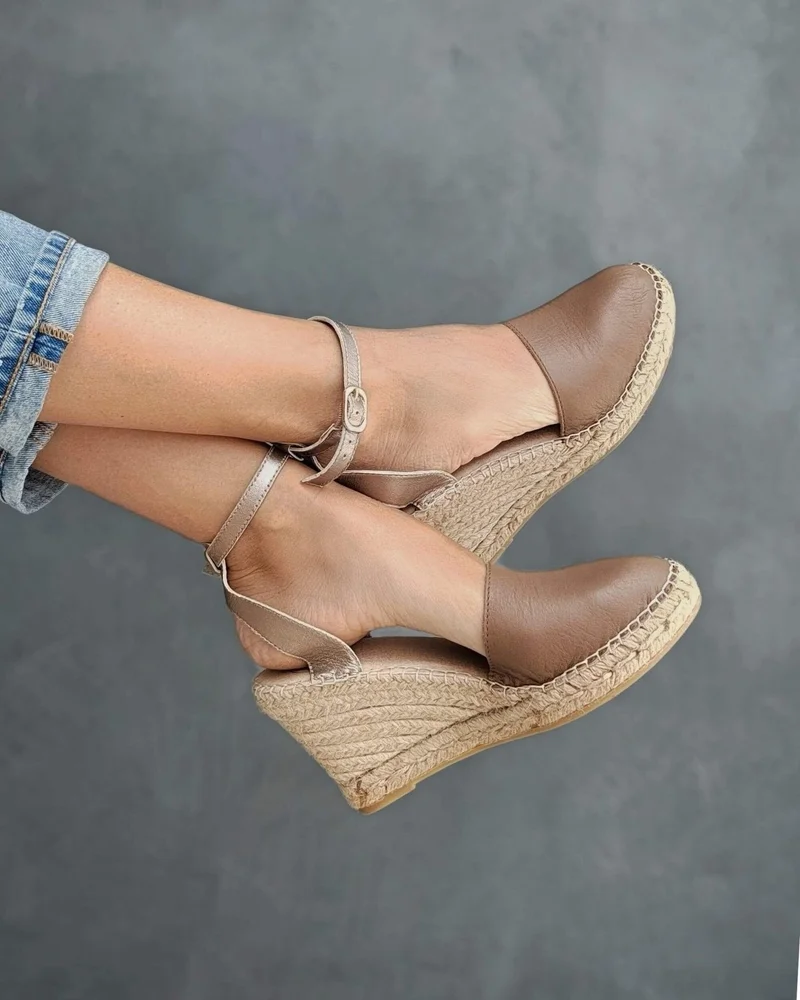SHOEQ Bronzed Mocha Carla Espadrille Wedge for Women | Best Price UAE