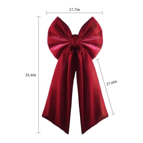 Zesua Christmas Decorations - Christmas Bows - 36x18 Inches Large Red Velvet Christmas Tree Topper - Burgundy Ribbon Gift Bows - Xmas Decor for Indoor Outdoor Home Wreaths Mantle Front Door Porch Wedding - Image 2