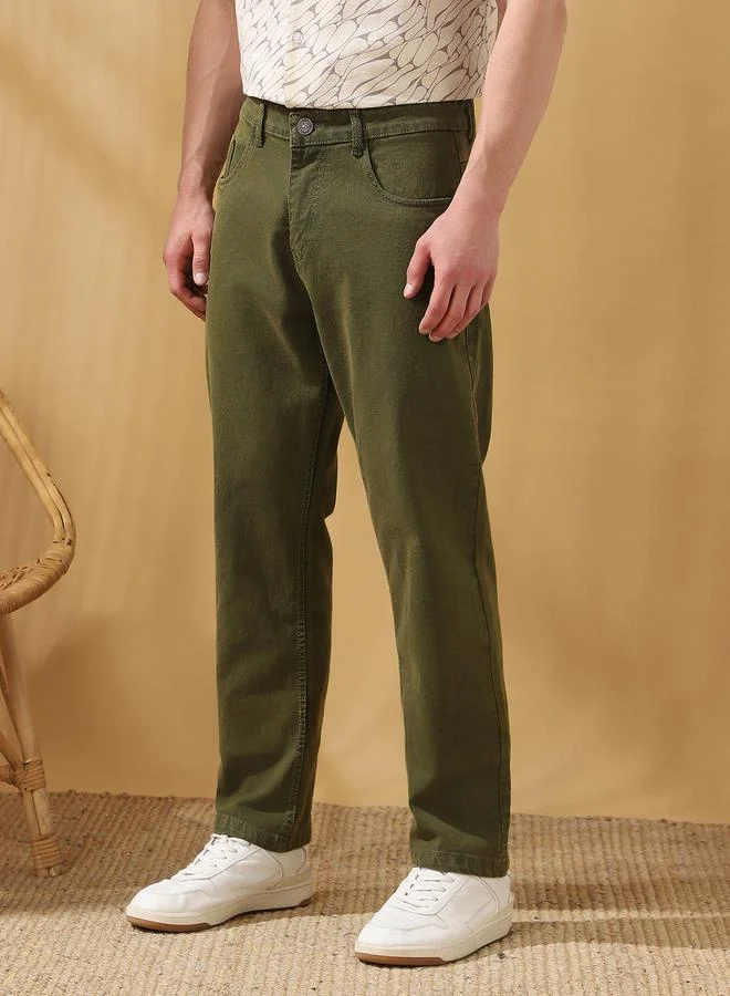 Dennis Lingo Men's Indigo 100% Cotton Solid Pattern Full Length Relaxed Jeans