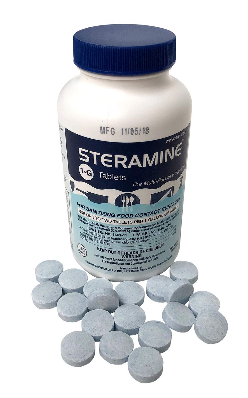 Steramine Quaternary Sanitizing Tablets - 150 Sanitizer Tablets per bottle, 3-Bottles - Image 2