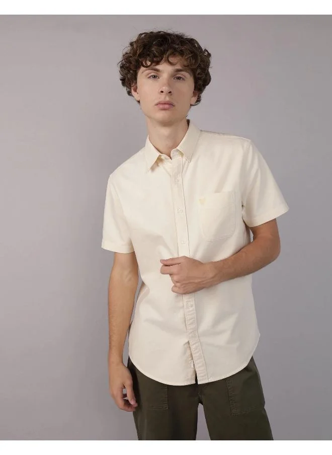 American Eagle AE Short-Sleeve Slim Fit Button-Up Shirt