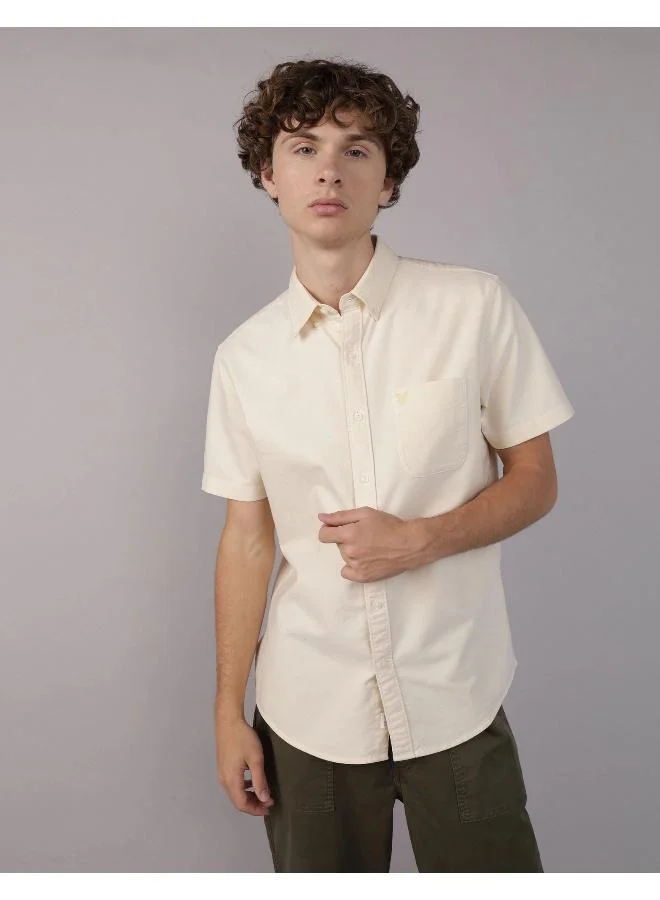 امريكان ايجل AE Short-Sleeve Slim Fit Button-Up Shirt