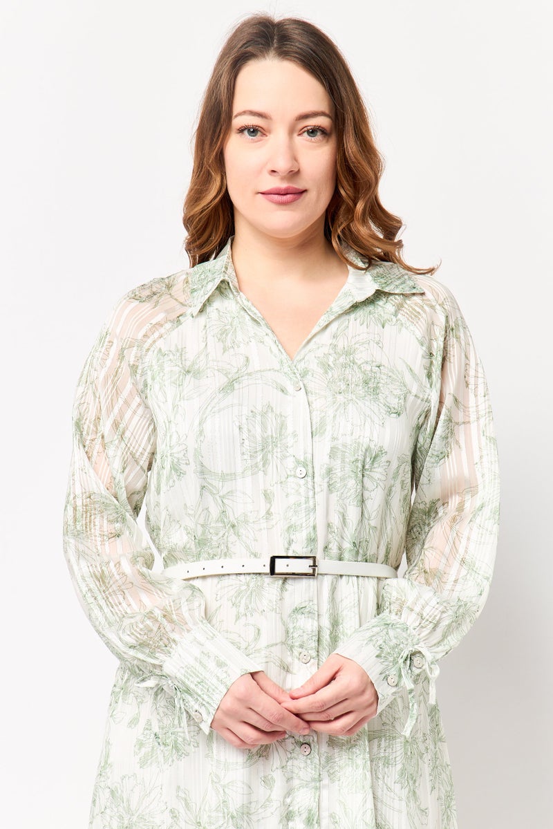 Kathy Ireland Women Floral Print Shirt Dress, Multicolor - Image 3