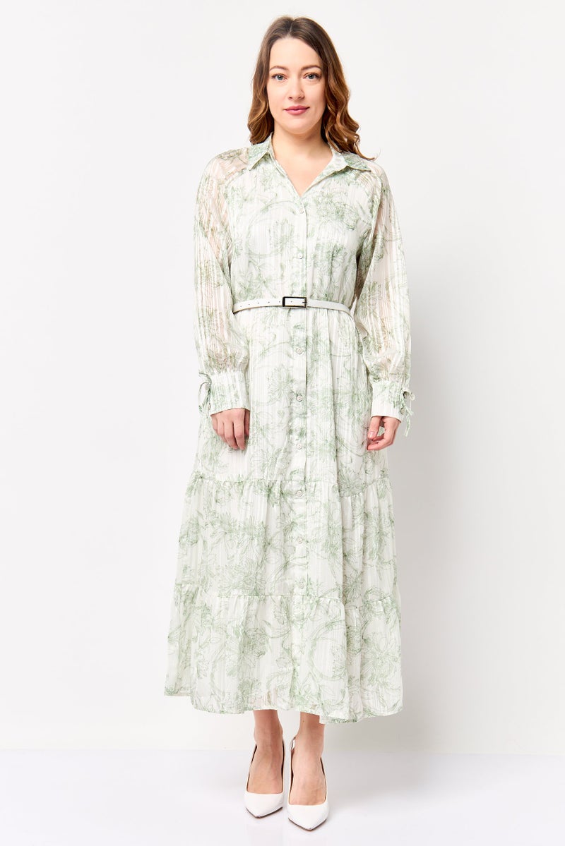 Kathy Ireland Women Floral Print Shirt Dress, Multicolor - Image 1