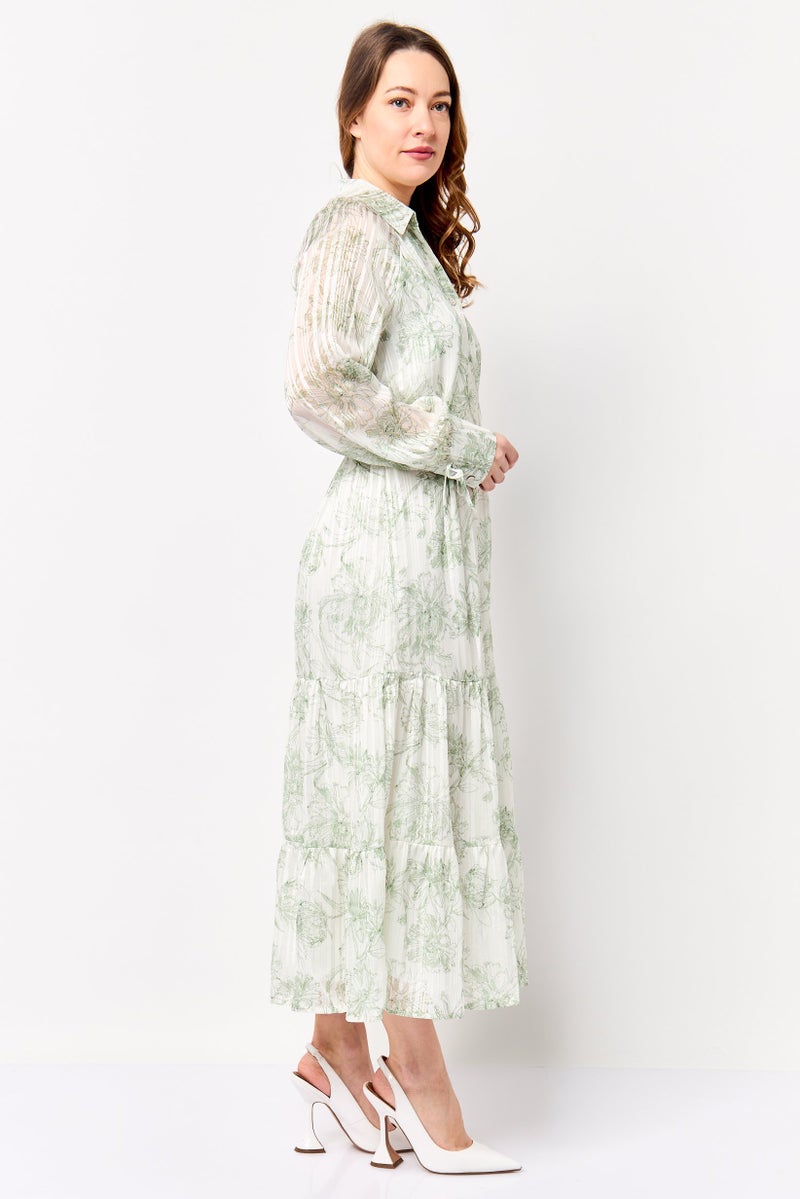 Kathy Ireland Women Floral Print Shirt Dress, Multicolor - Image 4