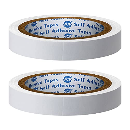 VCR Double Side Tissue Tape - 10 Meters in Length - 12mm / 0.5" Width - 02 Rolls Per Pack - Easy Tear for Double Sided Adhesive Use, Best for Arts, Crafts, Photography, Scrapbooking. - Image 1