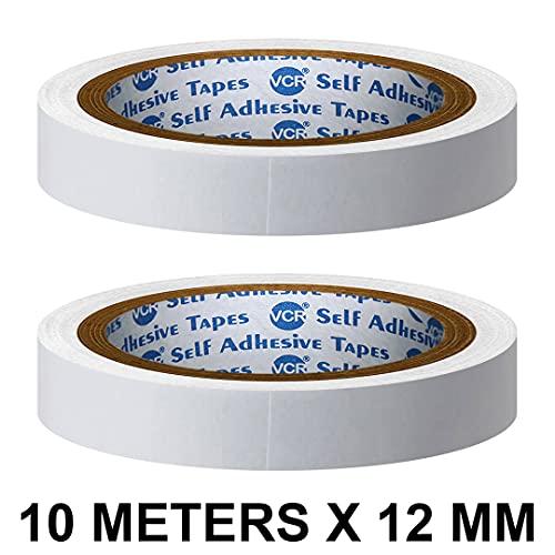 VCR Double Side Tissue Tape - 10 Meters in Length - 12mm / 0.5" Width - 02 Rolls Per Pack - Easy Tear for Double Sided Adhesive Use, Best for Arts, Crafts, Photography, Scrapbooking. - Image 2
