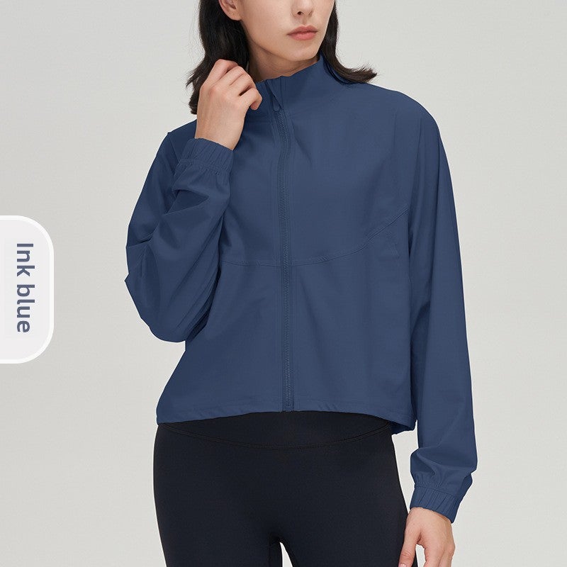 Generic Casual Fitness Jacket Loose Running Yoga Long Sleeve Ink Blue  - Image 1