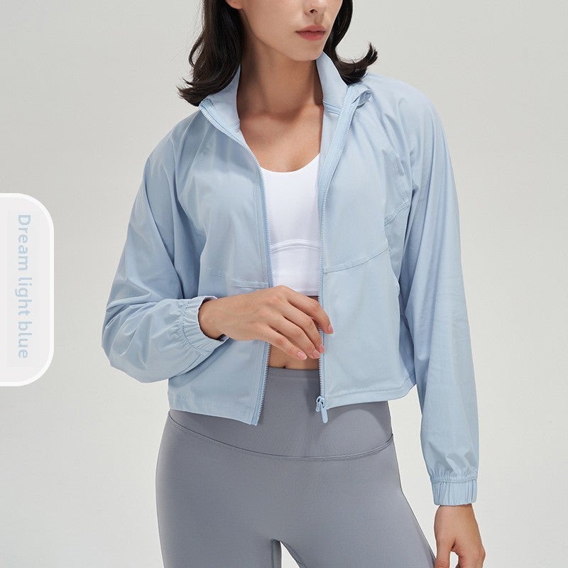 Generic Casual Fitness Jacket Loose Running Yoga Long Sleeve Ink Blue  - Image 2