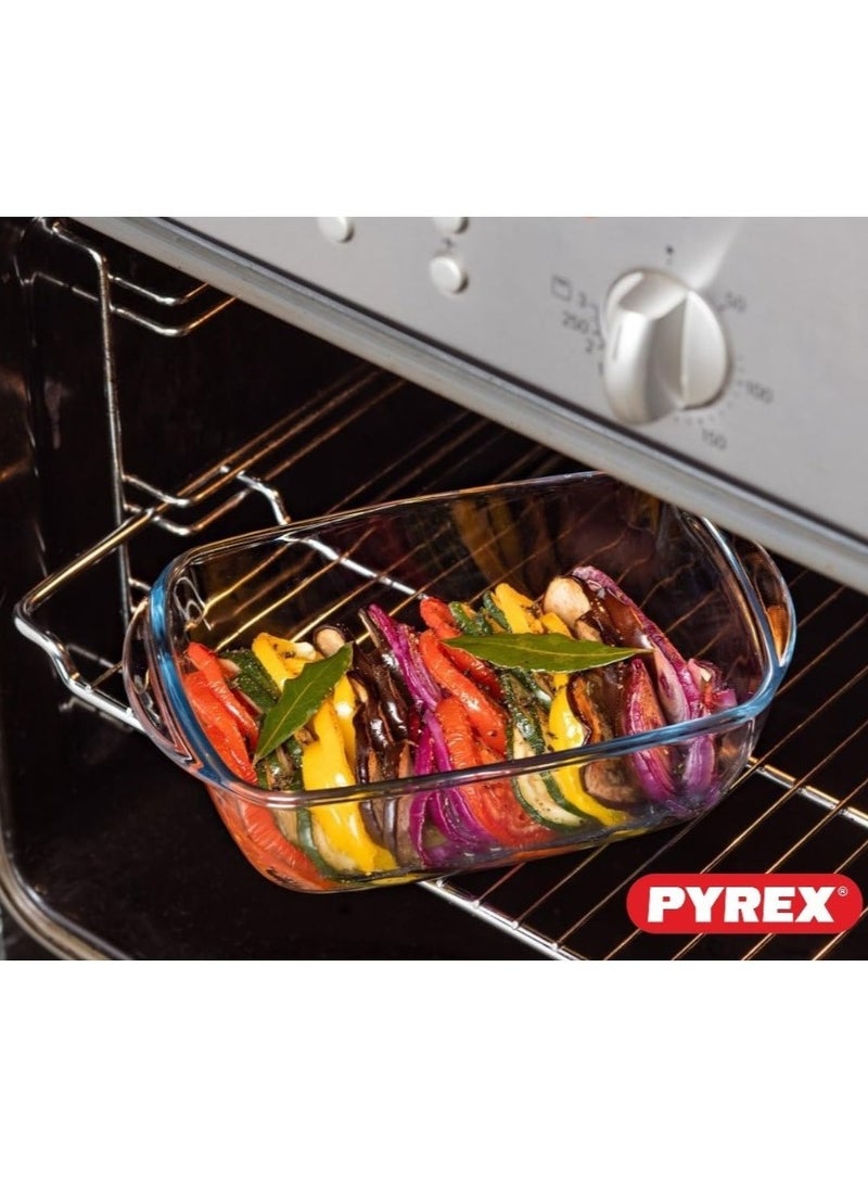Pyrex Cook & Store Set of 2 Rectangular Roaster with Blue Lids, 1.1L + 2.5L Blue - Image 2