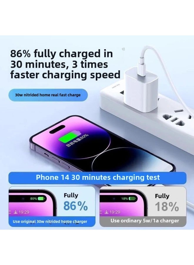 Applicable To Apple 30W Fast Charge Original IPhone15/14/13/12/11Pro Genuine Goods Data Line PD Charging Head-Color:National Standard Certification 30w For Apple 15_authentic 1.0m Data Cable*1  - Image 4