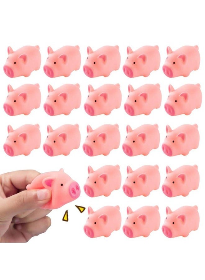 HAKACC HAKACC Mini Rubber Squishies Pig Bath Toys, Pink Squeaky Baby Bathtub Toys for Baby Shower Party Favors  - Image 1