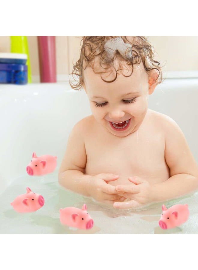 HAKACC HAKACC Mini Rubber Squishies Pig Bath Toys, Pink Squeaky Baby Bathtub Toys for Baby Shower Party Favors  - Image 4