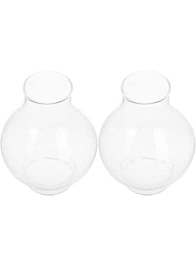 Vintage Windproof Glass Lamp Chimney Replacement Small Round Oil Lamp Shade 2Pcs - Image 1